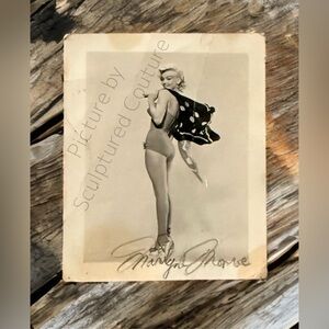 Marlyn Monroe Framed Black and White 8.5 x 11 Photograph with Purple Swirl